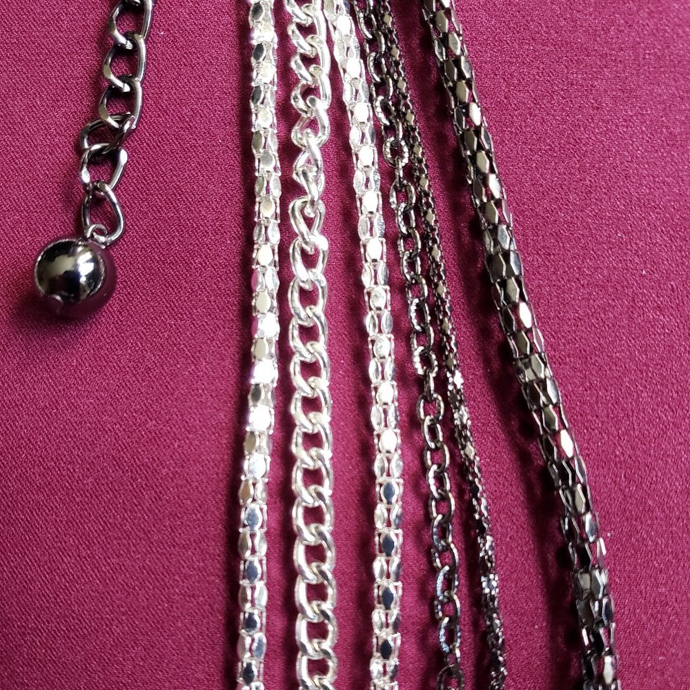 Sparkling Multi Strand Metallic Chain Necklace - image 3